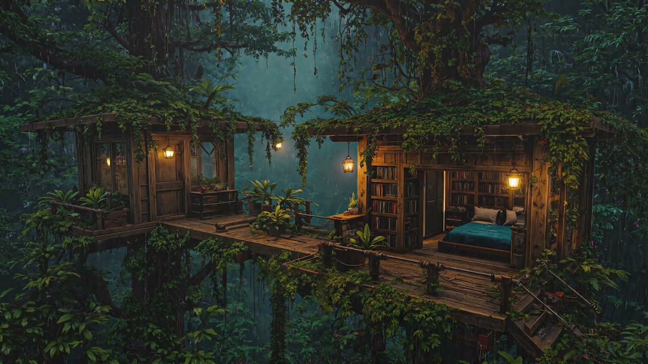 Tranquil Midnight Rain Sounds in Hidden Woodland Cabin 🌧️🌲 Deep Sleep and Peaceful Rest