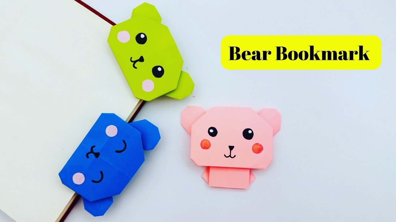 DIY Paper BEAR Corner Bookmark!!! Paper Crafts For School / Origami ...