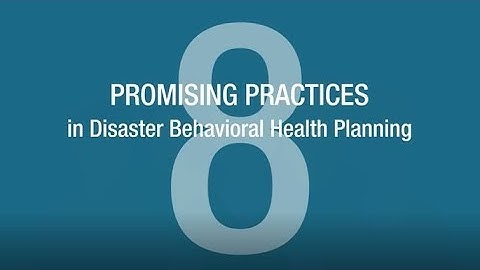 Promising Practices in Disaster Behavioral Health Planning: Introduction