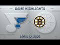 NHL Highlights | Blues vs. Bruins - Apr. 12, 2022