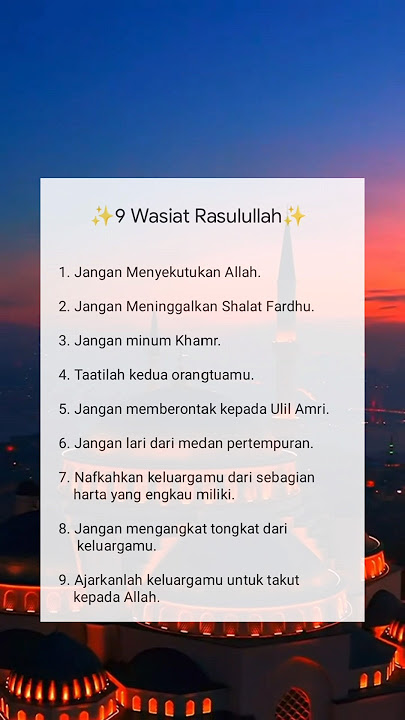 9 wasiat dari rasulullah saw #short #9wasiatrasulullah