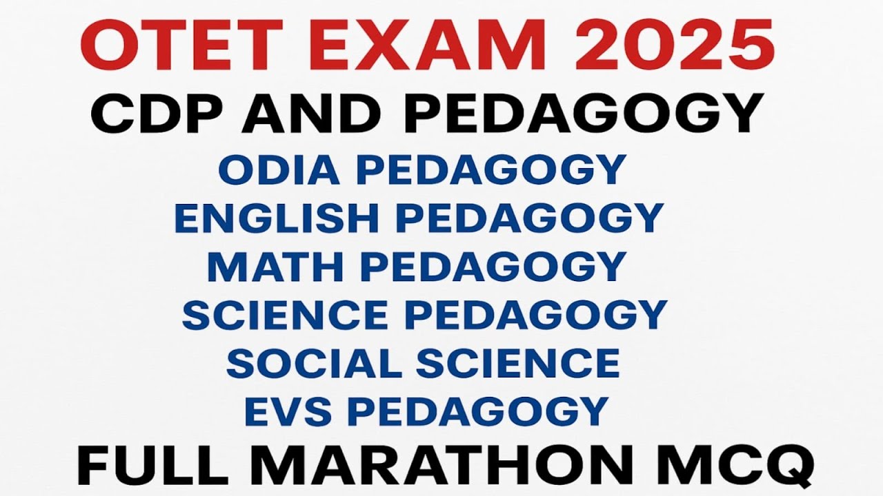 MAHA MARATHON OTET EXAM 2025 CDP AND PEDAGOGY || ALL SUBJECTS PEDAGOGY MCQ