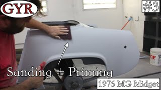Painting and Sanding!  -1976 MG Midget Video #3-