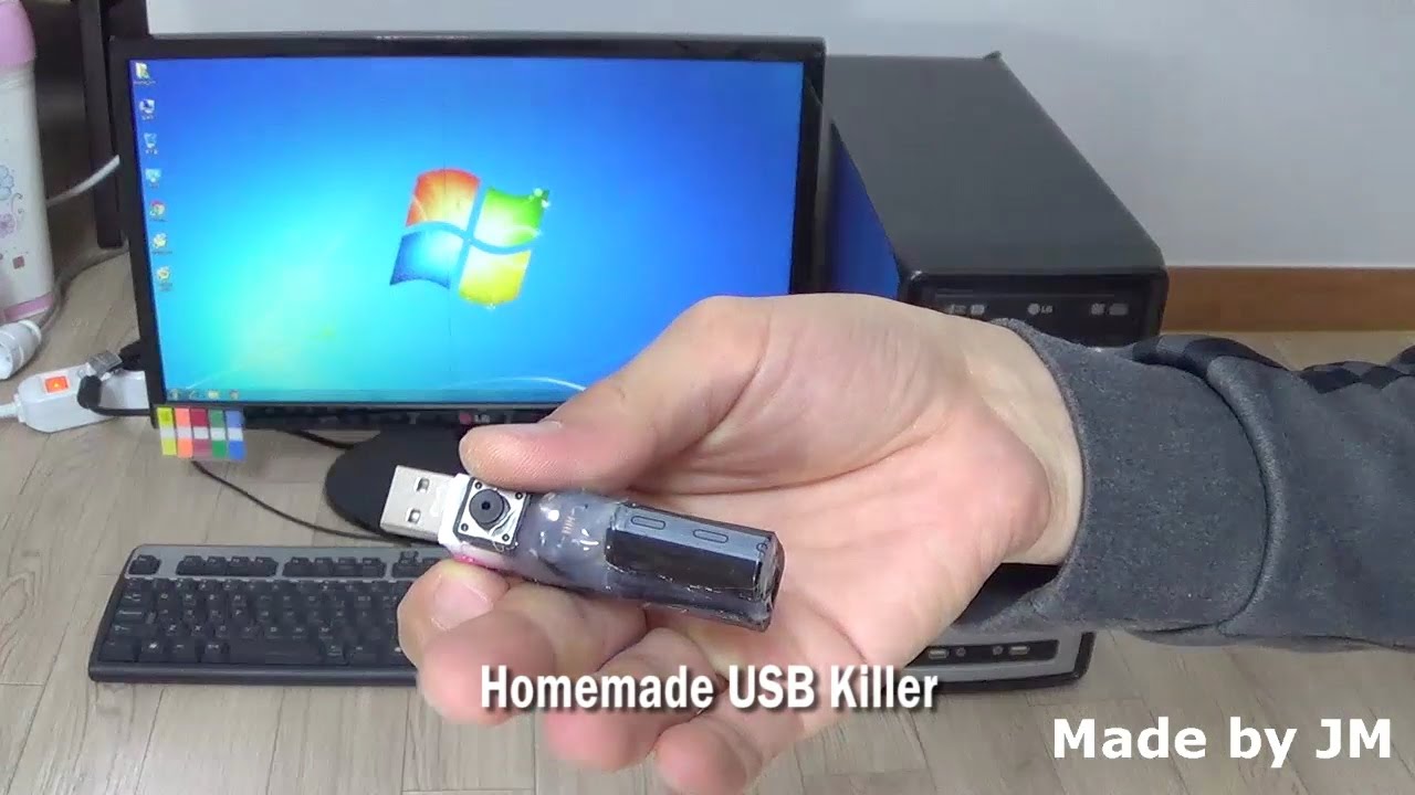 Testing Homemade USB Killer (How to make a USB killer) 