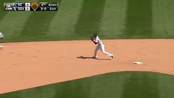 KC@CWS: Sanchez flips with his glove for a great play