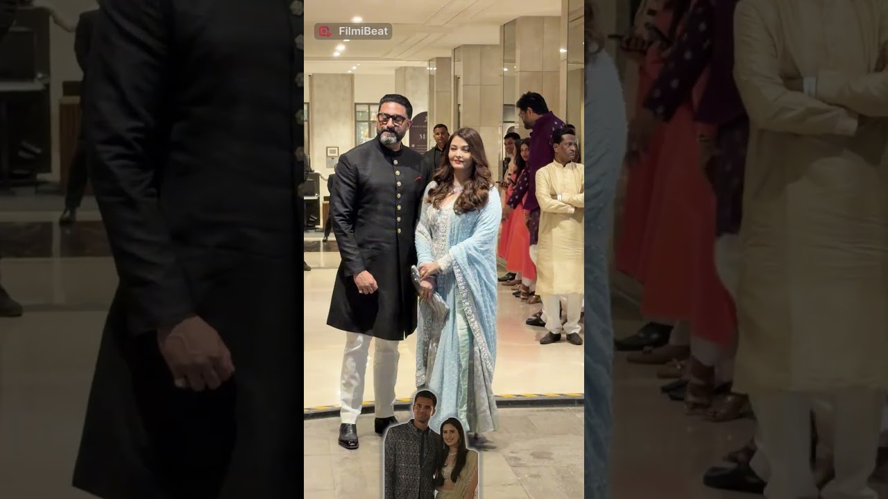 Aishwarya Rai & Abhishek Bachchan spotted at Arjun Tendulkar’s wedding.