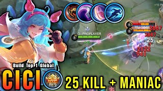 25 Kills!! Powerful Offlane Cici Almost SAVAGE!! - Build Top 1 Global Cici ~ MLBB