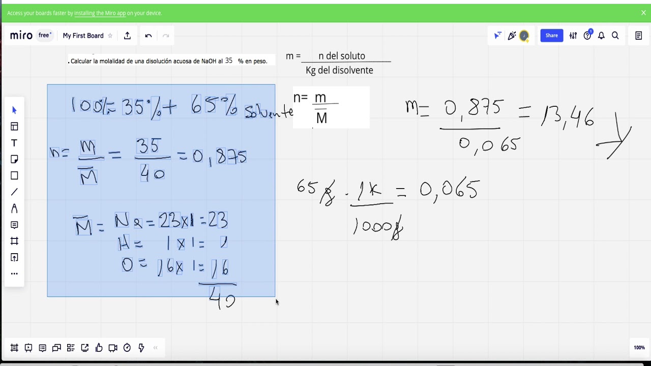 Calcular la molalidad de una disolución acuosa de NaOH al 10,0 % en ...