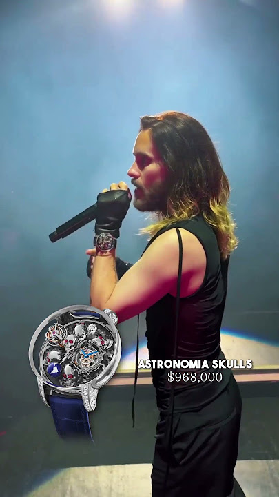 Jared Leto wears the Jacob & Co. Astronomia Skulls watch