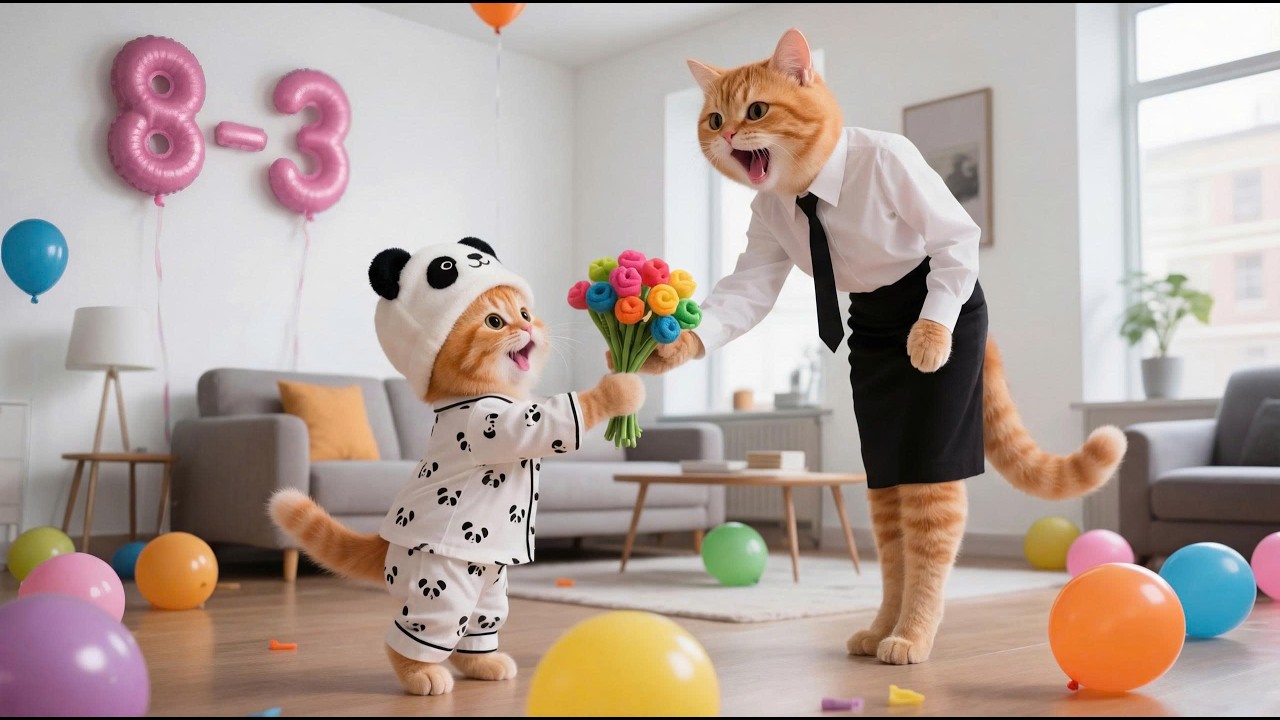 Ginger Prepares a Special Party for Mama Cat on Women’s Day 🎉🐱💐 | Funny Cat Videos