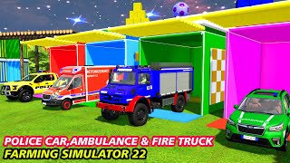 TRANSPORTING CARS, AMBULANCE, POLICE CARS, FIRE TRUCK OF COLORS DACIA! WITH TRUCKS!!!FS 22.