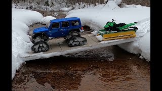 LONG TRACK 175 BEST ON SNOW,skeeride 2(rc snowmobile) skidoo & scx 6 jeep adventure on snow.