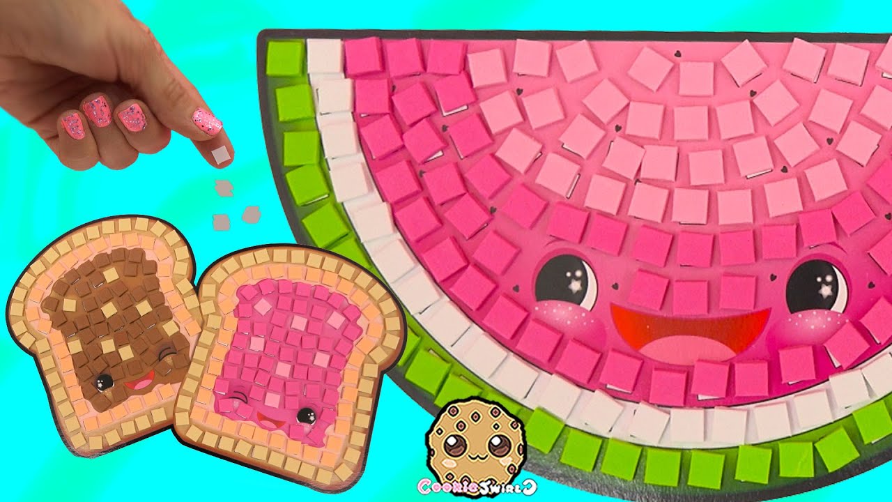 kawaii emoticons Sticker Mosaics By Number Silly Snacks Foods Peanut Butter Jelly Sandwich Craft Video Cookieswirlc