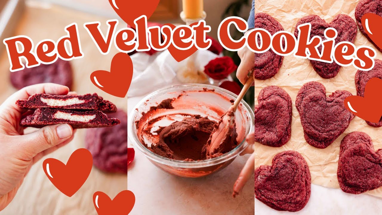 Red Velvet ❤️ Shaped Cookies STUFFED with Cream Cheese