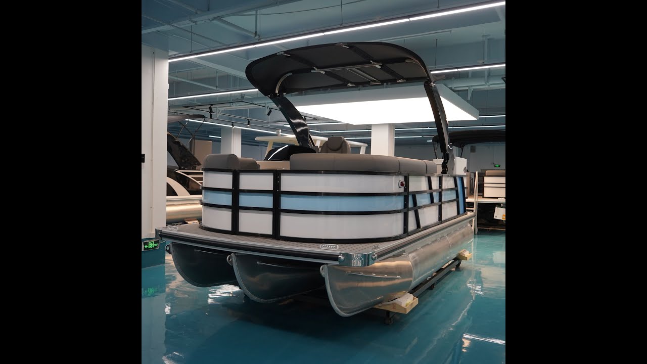 ⭐ 17ft Sport Pontoon Boat Full Tour | Electric Outboard, Power Canopy, Bar Table, Fridge & Tow Rack