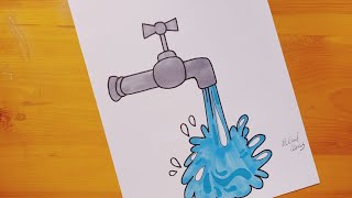 رسم صنبور ماء || water faucet drawing || Bir su musluğunun çizimi || Dessin d'un robinet d'eau