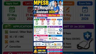 🔥 MPESB Hospital Assistant 2026 | #MPESB #HospitalAssistant2026 #GovtJobs2026 #10thPassJobs #MPJob