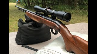 J C Higgins Mod 31 on steel at 100 yards.