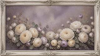 Hazy Lilac Ranunculus Mist Floral Frame | 1 Hour 4K OLED TV Art | No Sound screenshot 2