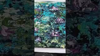 Seerosen spachteln mit Acrylfarben #art #painting #waterlilies