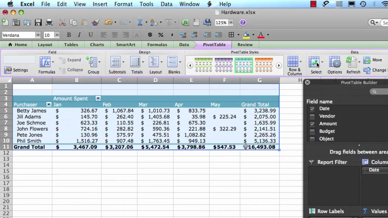 Pivot Table Chart Excel Mac