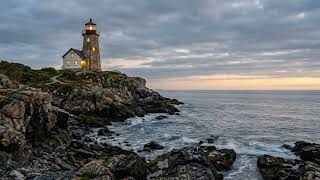 1 Hour Cozy Lighthouse Ambience 🌊 Gentle Ocean Waves for Sleep, Relaxation &amp; Study