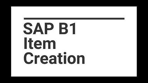SAP Business One: Item Creation