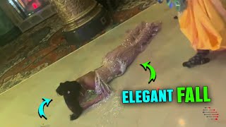 Girl in Fancy Dress Takes Embarrassing Fall at Concert