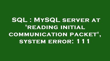 SQL : MySQL server at 