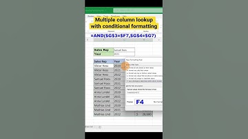 Multiple Column Lookup With Conditional formatting #shorts