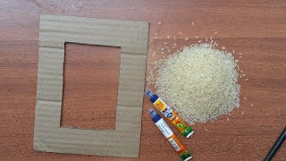 3 DIY photo frame with rice/Photo frame making at home/photo frame with  waste cardboard