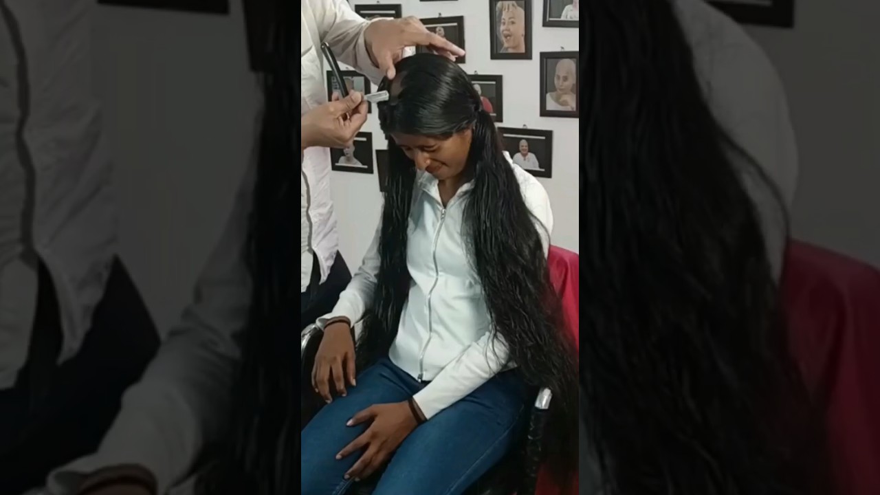 Long Hair Girl Doing Headshave 