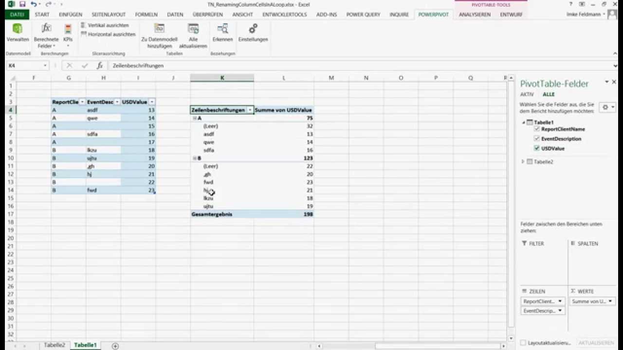 Excel Subcategories Chart