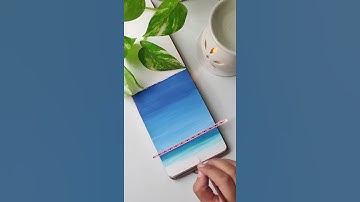 Simple and easy beach painting using Gouache 🌊🤍 #Shorts #Gouachepainting