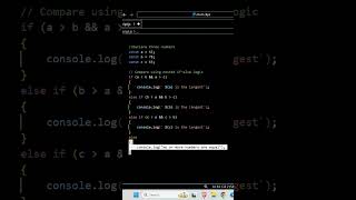 Find Largest of Three Numbers in JavaScript | Nested If Logic  #trending #viralvideo #viralshorts
