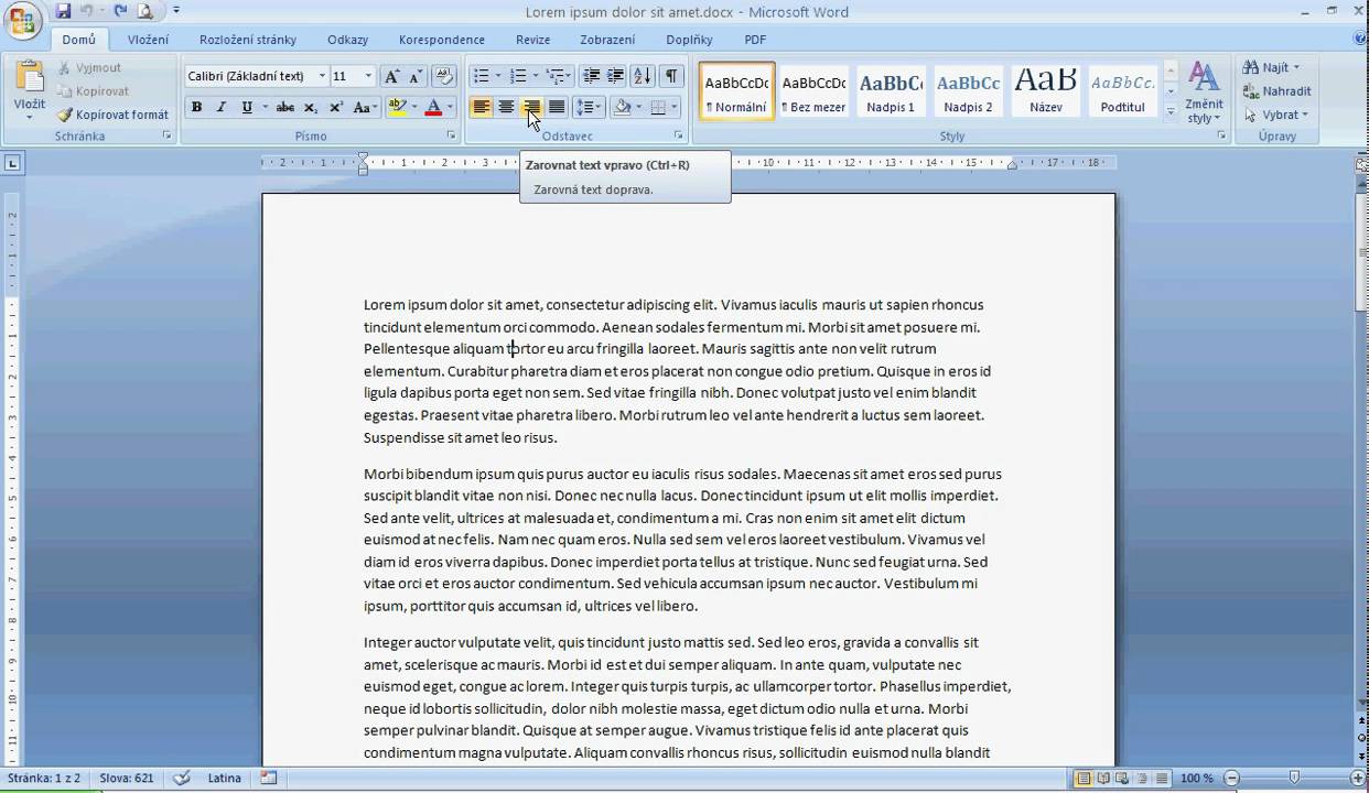 Word - zarovnání textu - YouTube