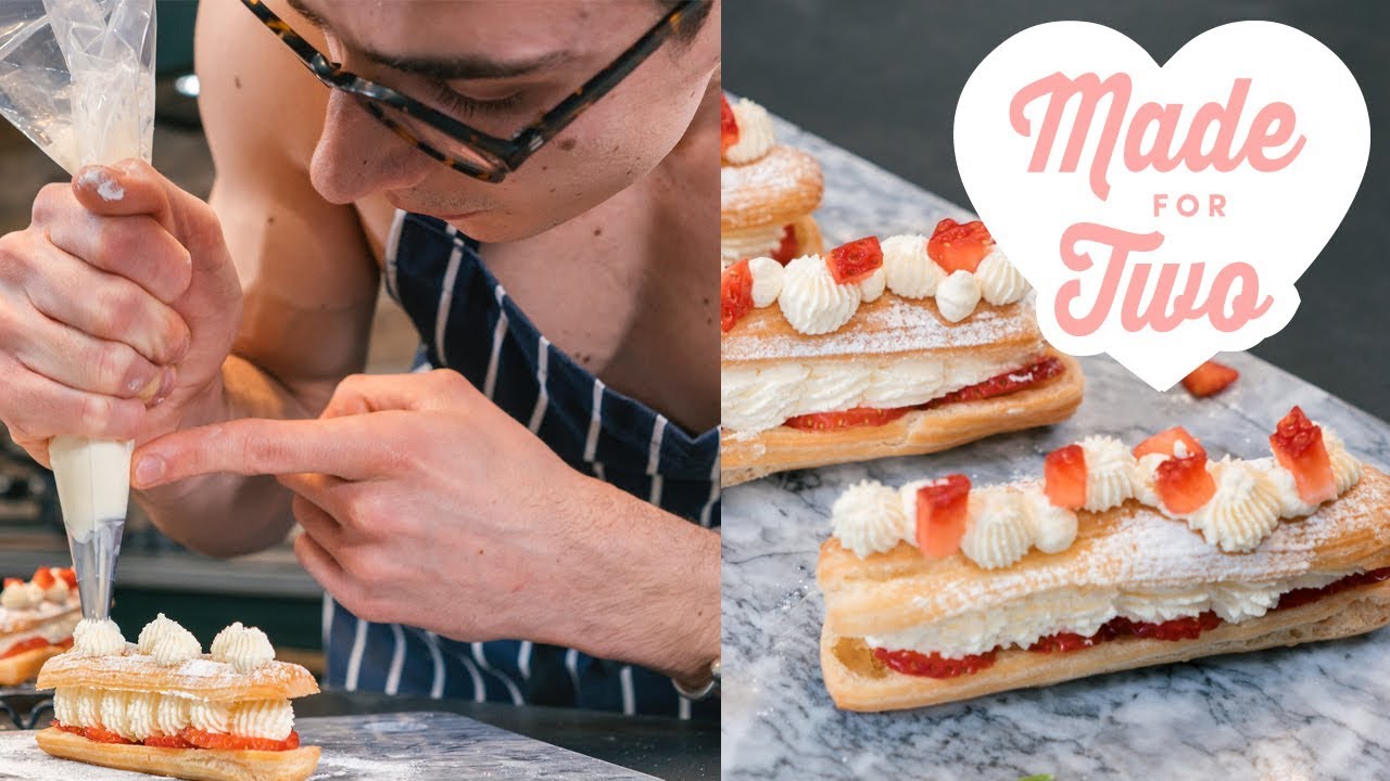 Strawberries and Cream Eclairs  | Made for Two with Topless Baker | Food Network