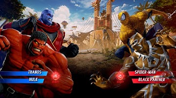 Thanos & Hulk vs Spiderman & Black Panther (Hardest AI) - Marvel vs Capcom infinite gameplay pc