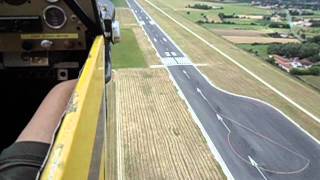 Landing Piper J3 Cub at Bergerac Airport