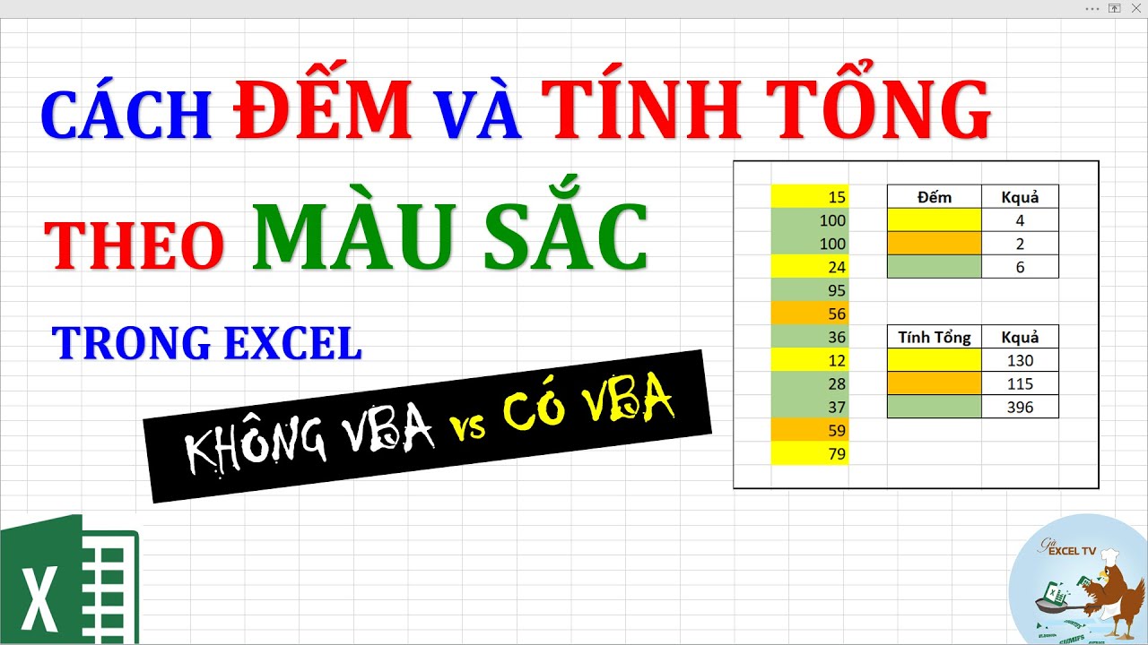 Cách Đếm Và Tính Tổng Theo Màu Sắc Trong Excel (Không Vba Và Có Vba) -  Youtube