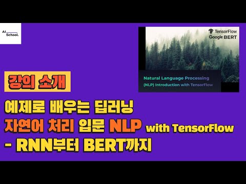 [강의 소개] 예제로 배우는 딥러닝 자연어 처리 입문 NLP with TensorFlow - RNN부터 BERT까지 강의소개
