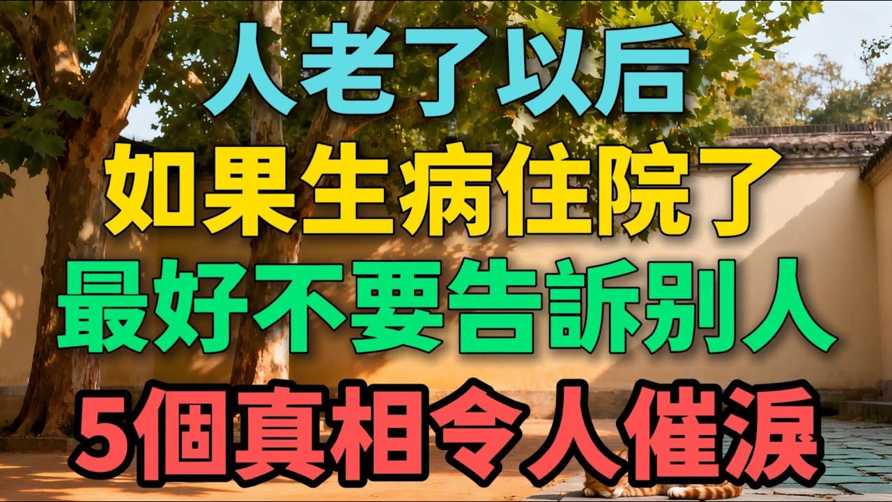 人老了以後，如果生病住院了，最好不要告訴別人，5個真相令人催淚【晚晴拾光】#晚年生活 #中老年感悟 #人生智慧 #人情冷暖 #情感故事 #生病 #住院 #家庭關系
