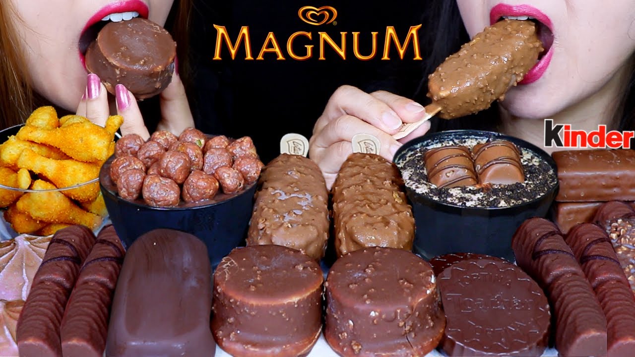 ASMR CRUNCHY DESSERTS (MAGNUM ICE CREAM, MINI CHOCO ICE CREAM, FRIED CHICKEN CHIP, CAKE, MERINGUE 먹방