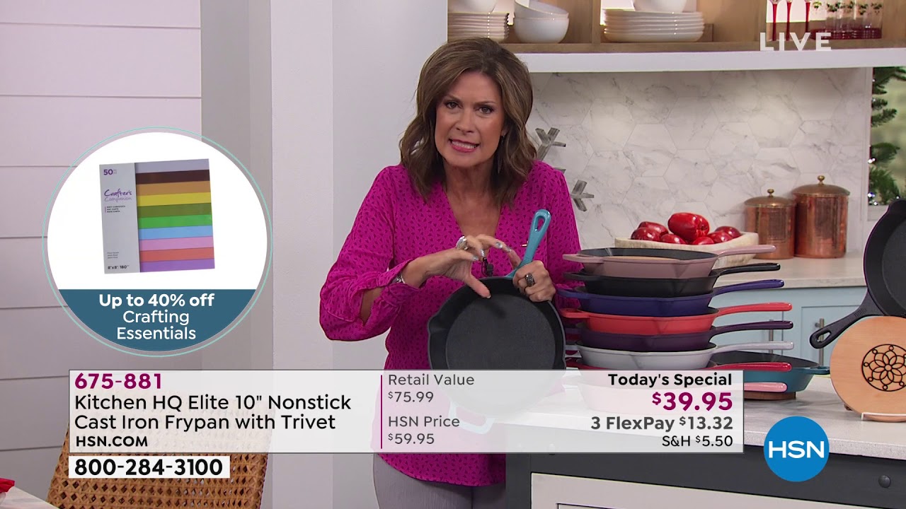 Kitchen HQ Elite 10" Nonstick Cast Iron Frypan with Magn... YouTube