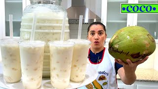 ¡MIRA! 😲🤫Como yo hago agua fresca de coco 🥥🥥 para que salga CREMOSITA