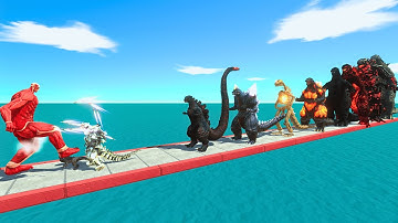 Colossal Titan VS 10 Levels of All Godzilla Forms - Animal Revolt Battle Simulator