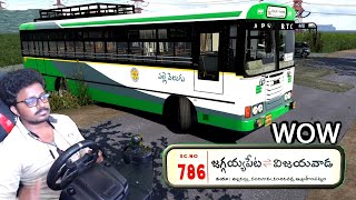 Vijayawada to Jaggayapeta APSRTC TATA Palle Velugu New Bus with Logitech g29 Steering | ETS2 screenshot 5