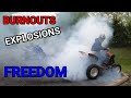 FREEDOM Burnouts! I Almost Wreck My Quad! Tire EXPLODES!!!