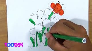 Famous How to Color Little Baby Bumblebee Flying Around The Tulips Coloring Page Net Worth