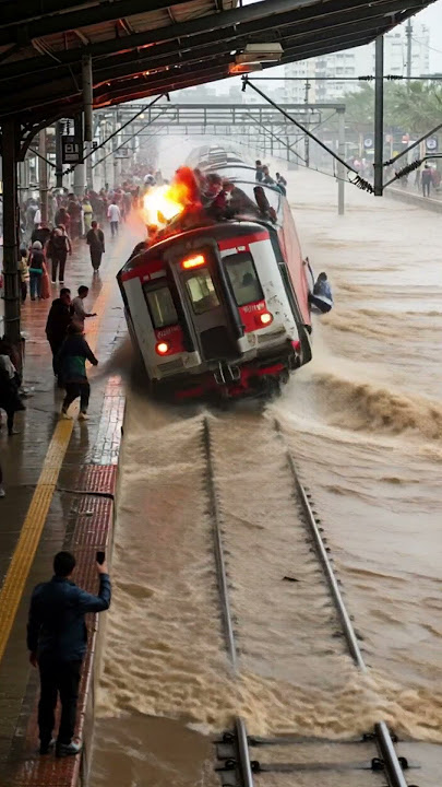 Detik Detik Stasiun Kereta Terendam Banjir, Peron dan Rel Tergenang Air!